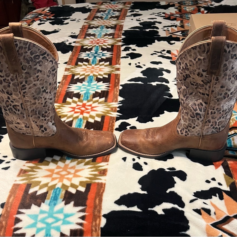 Ariat Brown and Leopard Print Western Boots